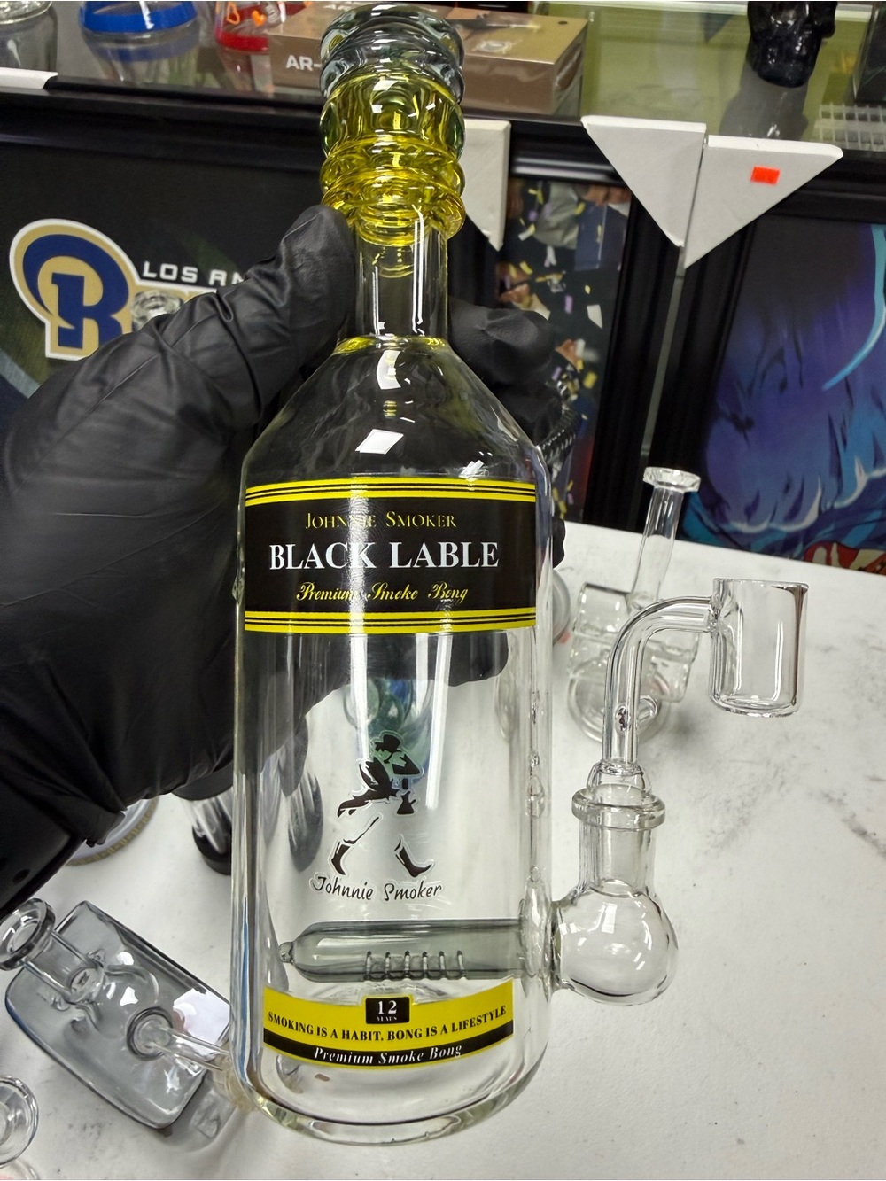 Black Lable Glass Yellow Accents